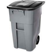 Rubbermaid Commercial Rubbermaid 9W27 Brute Rollout 50 Gallon Large Mobile Container Gray with Lid FG9W2700GRAY